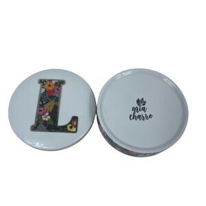 Mia Charro Initial Monogram "L" Letter Porcelain Floral Trinket Box With Lid